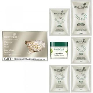 Biotique Advanced Ayurveda Biotique Pearl White Facial Kit With Free Gift Swiss Magic Dark Spot Corrector, 65 gm